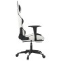 Silla gaming con reposapiés cuero sintético blanco negro de , Sillones para videojuegos - Ref: Foro24-3143773, Precio: 146,20...