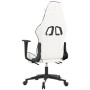 Silla gaming con reposapiés cuero sintético blanco negro de , Sillones para videojuegos - Ref: Foro24-3143773, Precio: 146,20...