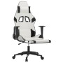 Silla gaming con reposapiés cuero sintético blanco negro de , Sillones para videojuegos - Ref: Foro24-3143773, Precio: 146,20...