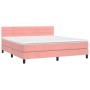 Cama box spring con colchón terciopelo rosa 160x200 cm