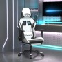 Silla gaming masaje y reposapiés cuero sintético negro blanco de , Sillones para videojuegos - Ref: Foro24-345467, Precio: 14...