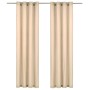 Curtains with metal rings 2 pcs beige cotton 140x245 cm by , Curtains and curtains - Ref: Foro24-134322, Price: 34,30 €, Disc...