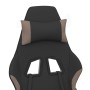 Silla gaming de masaje con reposapiés tela negro y gris taupe