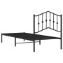 Bed frame with black metal headboard 90x200 cm by , Beds and slatted bases - Ref: Foro24-373782, Price: 67,99 €, Discount: %