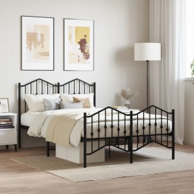 Bed frame with headboard and black metal footboard 120x190cm by , Beds and slatted bases - Ref: Foro24-373804, Price: 102,99 ...