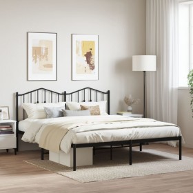 Estructura de cama con cabecero metal negro 183x213 cm de , Camas y somieres - Ref: Foro24-373794, Precio: 105,99 €, Descuent...