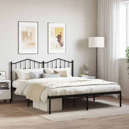 Bed frame with black metal headboard 183x213 cm by , Beds and slatted bases - Ref: Foro24-373794, Price: 105,99 €, Discount: %