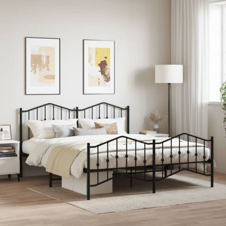 Black metal headboard and footboard bed frame 183x213 cm by , Beds and slatted bases - Ref: Foro24-373812, Price: 118,92 €, D...