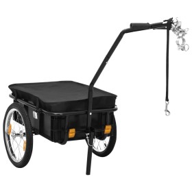 Bicycle trailer/hand cart, black steel, 155x60x83 cm by vidaXL, Bicycle trailers - Ref: Foro24-91771, Price: 135,53 €, Discou...