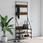 Coat rack with brown oak shoe rack 72x34x184 cm by , Dresser Organizers and Bar Hangers - Ref: Foro24-837831, Price: 70,64 €,...