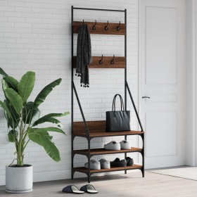 Coat rack with brown oak shoe rack 72x34x184 cm by , Dresser Organizers and Bar Hangers - Ref: Foro24-837831, Price: 51,99 €,...