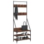 Coat rack with brown oak shoe rack 72x34x184 cm by , Dresser Organizers and Bar Hangers - Ref: Foro24-837831, Price: 53,99 €,...