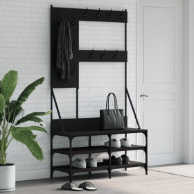 Coat rack with black shoe rack 100x40x184 cm by , Dresser Organizers and Bar Hangers - Ref: Foro24-837852, Price: 103,99 €, D...