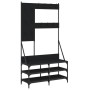 Coat rack with black shoe rack 100x40x184 cm by , Dresser Organizers and Bar Hangers - Ref: Foro24-837852, Price: 101,17 €, D...