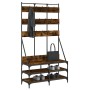 Coat rack with smoked oak shoe rack 100x40x184 cm by , Dresser Organizers and Bar Hangers - Ref: Foro24-837859, Price: 119,99...