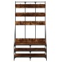 Coat rack with smoked oak shoe rack 100x40x184 cm by , Dresser Organizers and Bar Hangers - Ref: Foro24-837859, Price: 119,99...