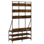 Coat rack with smoked oak shoe rack 100x40x184 cm by , Dresser Organizers and Bar Hangers - Ref: Foro24-837859, Price: 119,99...