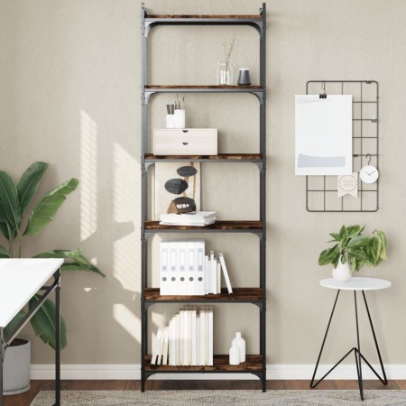 Bookcase with 6 shelves engineered wood smoked oak 60x30x188cm by , Bookcases and shelves - Ref: Foro24-837664, Price: 68,99 ...