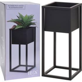 H&S Collection Black metal stand planter 50 cm by H&S Collection, Pots and planters - Ref: Foro24-424358, Price: 43,04 €, Dis...