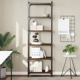 Bookcase with 6 shelves engineered wood brown oak 60x30x188 cm by , Bookcases and shelves - Ref: Foro24-837666, Price: 75,37 ...