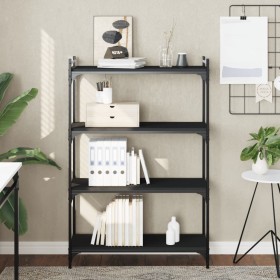 Bookcase with 4 shelves black engineered wood 80x30x120 cm by , Bookcases and shelves - Ref: Foro24-837672, Price: 42,99 €, D...