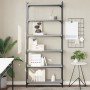 Librería 6 estantes madera ingeniería gris Sonoma 80x30x188 cm