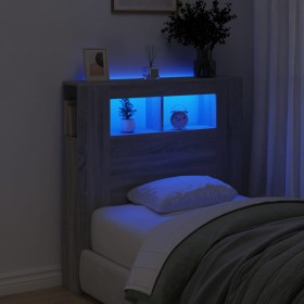 Cabecero LED madera ingeniería gris Sonoma 100x18,5x103,5 cm de , Cabeceros y pies de cama - Ref: Foro24-837335, Precio: 73,1...