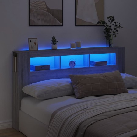 Cabecero LED madera ingeniería gris Sonoma 180x18,5x103,5 cm de , Cabeceros y pies de cama - Ref: Foro24-837363, Precio: 103,...