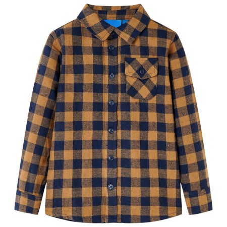 Camisa a cuadros infantil coñac y azul 104 de , Camisetas para niños - Ref: Foro24-12955, Precio: 10,06 €, Descuento: %