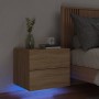 Mesita de noche de pared con luces LED roble Sonoma de , Mesitas de noche - Ref: Foro24-836816, Precio: 58,99 €, Descuento: %