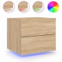 Sonoma Oak Wall-Mounted Nightstand with LED Lights by , Nightstands - Ref: Foro24-836816, Price: 58,99 €, Discount: %