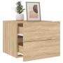 Sonoma Oak Wall-Mounted Nightstand with LED Lights by , Nightstands - Ref: Foro24-836816, Price: 58,99 €, Discount: %