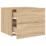 Sonoma Oak Wall-Mounted Nightstand with LED Lights by , Nightstands - Ref: Foro24-836816, Price: 58,99 €, Discount: %