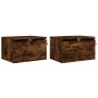 Wall bedside tables with LED lights 2 pcs smoked oak by , Nightstands - Ref: Foro24-836835, Price: 82,21 €, Discount: %