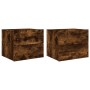 Wall bedside tables with LED lights 2 pcs smoked oak by , Nightstands - Ref: Foro24-836821, Price: 93,29 €, Discount: %