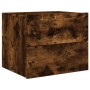 Wall bedside tables with LED lights 2 pcs smoked oak by , Nightstands - Ref: Foro24-836821, Price: 93,29 €, Discount: %