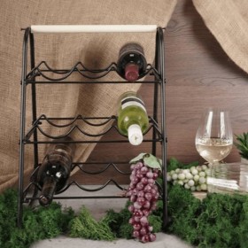 Home&Styling Wine rack for 9 bottles black and natural metal by , Wine racks - Ref: Foro24-447483, Price: 34,99 €, Discount: %