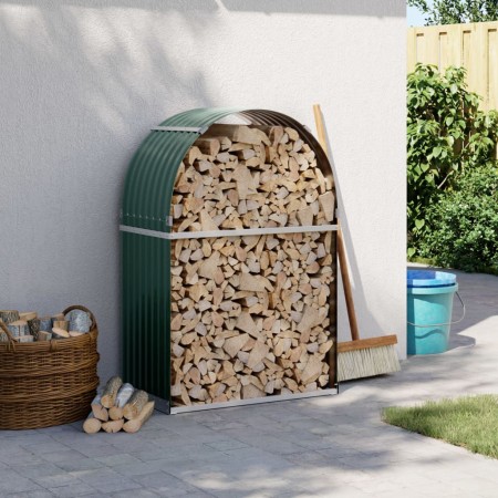 Green galvanized steel log holder 80x45x120 cm by , Firewood bags and holders - Ref: Foro24-364539, Price: 46,50 €, Discount: %