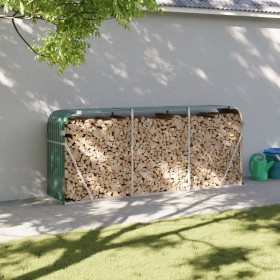 Green galvanized steel log holder 234x45x100 cm by , Firewood bags and holders - Ref: Foro24-364545, Price: 62,80 €, Discount: %