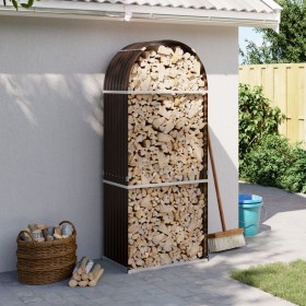 Brown galvanized steel log holder 80x45x190 cm by , Firewood bags and holders - Ref: Foro24-364570, Price: 55,99 €, Discount: %