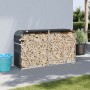 Anthrazitgrauer Holzhalter aus verzinktem Stahl, 180 x 45 x 100 cm von , Brennholztaschen und -halter - Ref: Foro24-364564, P...