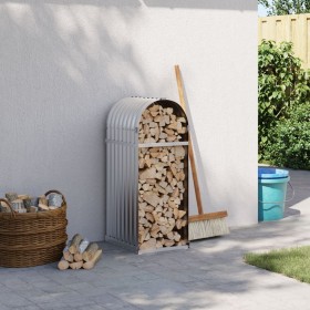 Silver galvanized steel log holder 40x45x100 cm by , Firewood bags and holders - Ref: Foro24-364587, Price: 41,37 €, Discount: %