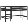 Cama alta niños con cortinas madera pino blanco negro 90x200 cm de , Camas y somieres - Ref: Foro24-3206970, Precio: 190,91 €...