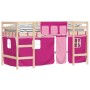 High bed for children with pink pine wood curtains 90x200 cm by , Beds and slatted bases - Ref: Foro24-3206966, Price: 184,94...