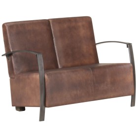 Sofá de 2 plazas envejecido cuero auténtico marrón de , Sillones - Ref: Foro24-321864, Precio: 393,99 €, Descuento: %