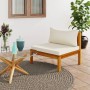 Intermediate sectional sofa white cushion cream acacia wood by , Modular outdoor sofas - Ref: Foro24-316289, Price: 143,32 €,...