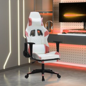 Gaming chair with massage and footrest white and pink synthetic leather by , Gaming chairs - Ref: Foro24-345530, Price: 146,9...