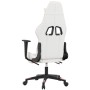 Silla gaming masaje y reposapiés cuero sintético blanco y rosa