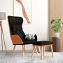 Relaxation armchair with black fabric and synthetic leather stool by , Armchairs - Ref: Foro24-3097766, Price: 139,99 €, Disc...