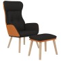 Relaxation armchair with black fabric and synthetic leather stool by , Armchairs - Ref: Foro24-3097766, Price: 139,99 €, Disc...